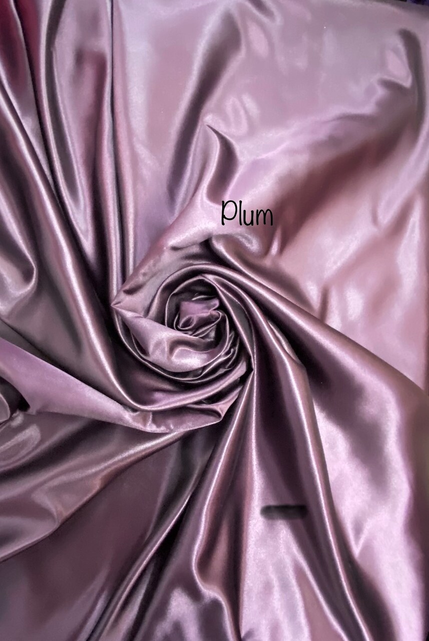 1 Yard Plum Bridal Satin Fabric 58/60 Inch Wide Lustrous Shiny Material for Tablecloths, Curtains & Garments